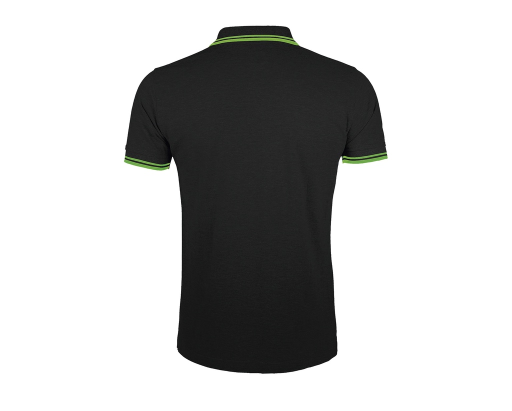 Męskie Polo Slim z Kontrastowymi Detalami - Black & Lime