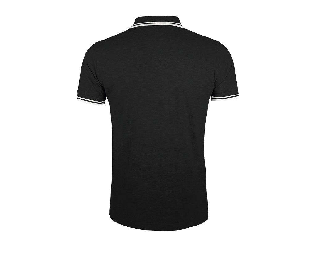 Męskie Polo Slim z Kontrastowymi Detalami - Black & White