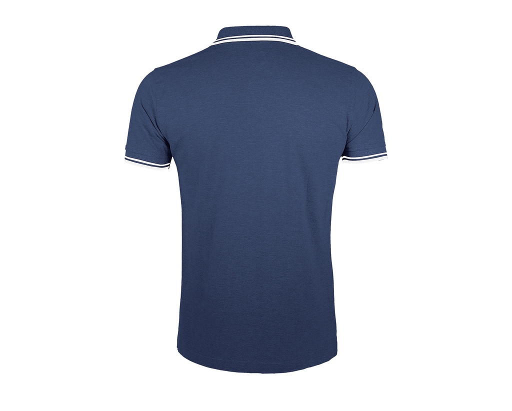 Męskie Polo Slim z Kontrastowymi Detalami - French Navy & White