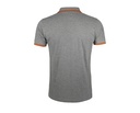 Męskie Polo Slim z Kontrastowymi Detalami - Grey Melange & Orange
