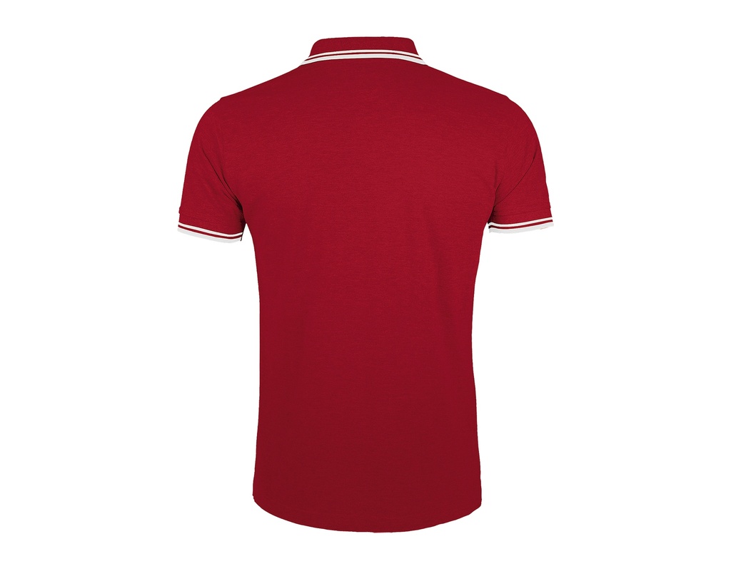 Męskie Polo Slim z Kontrastowymi Detalami - Red & White