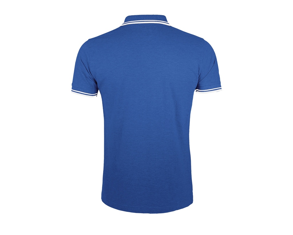 Męskie Polo Slim z Kontrastowymi Detalami - Royal Blue 241 & White