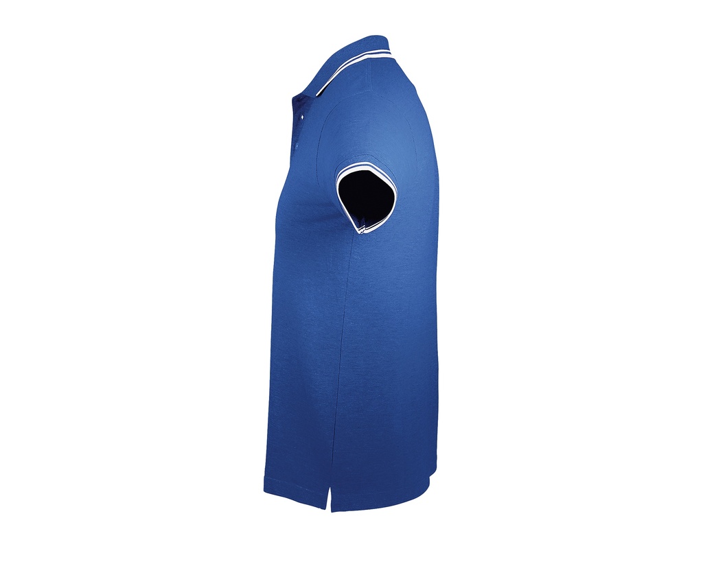 Męskie Polo Slim z Kontrastowymi Detalami - Royal Blue 241 & White