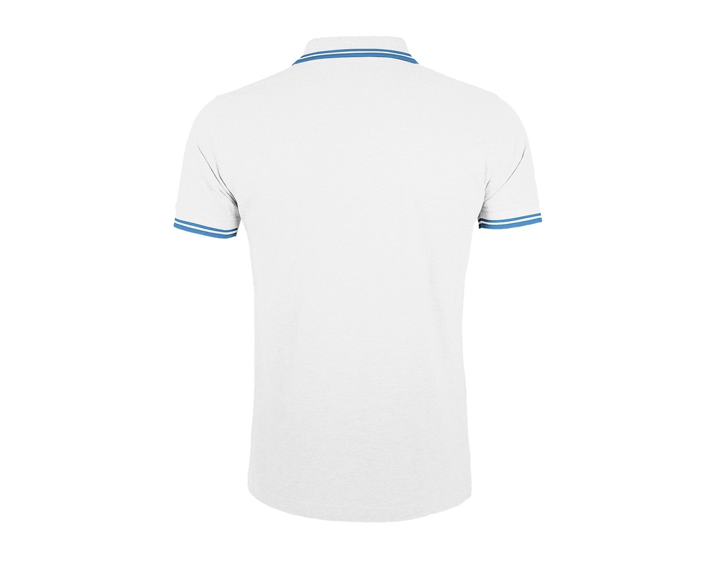 Męskie Polo Slim z Kontrastowymi Detalami - White & Aqua