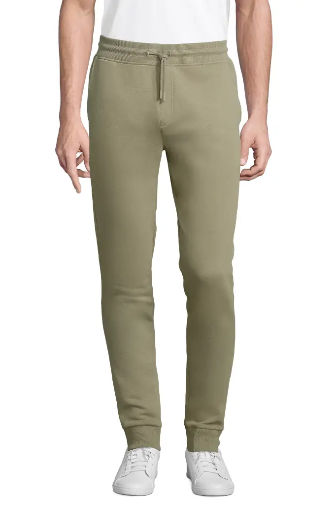 Unisex spodnie dresowe slim z polaru - Khaki