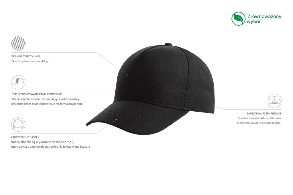 Dziecięca czapka Recy Five z recyklingu - Black