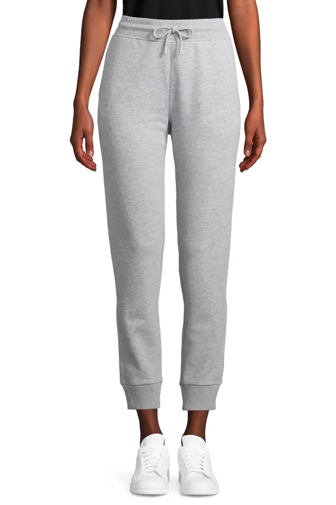 Damskie spodnie dresowe slim z kieszeniami - Grey Melange