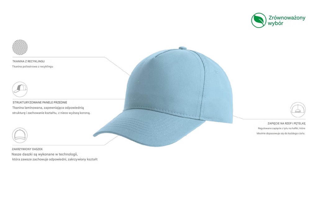 Dziecięca czapka Recy Five z recyklingu - Light Blue