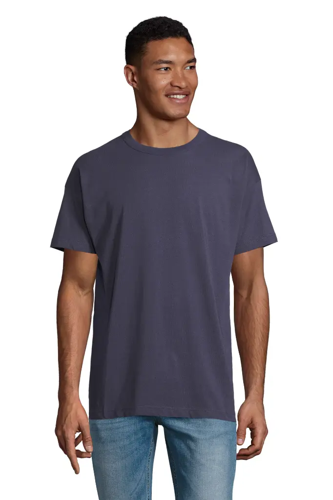 T-shirt męski oversize z bawełny organicznej - French Navy