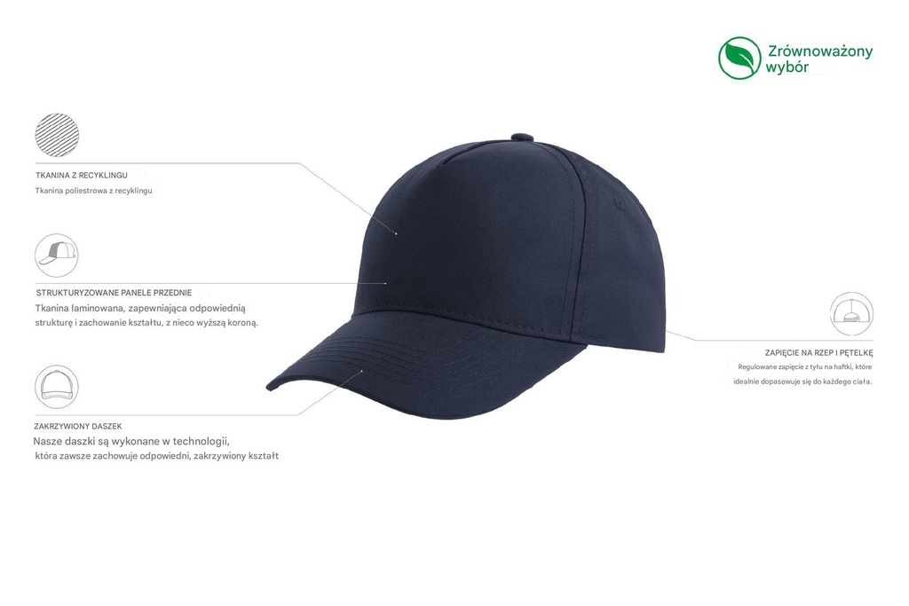 Dziecięca czapka Recy Five z recyklingu - Navy