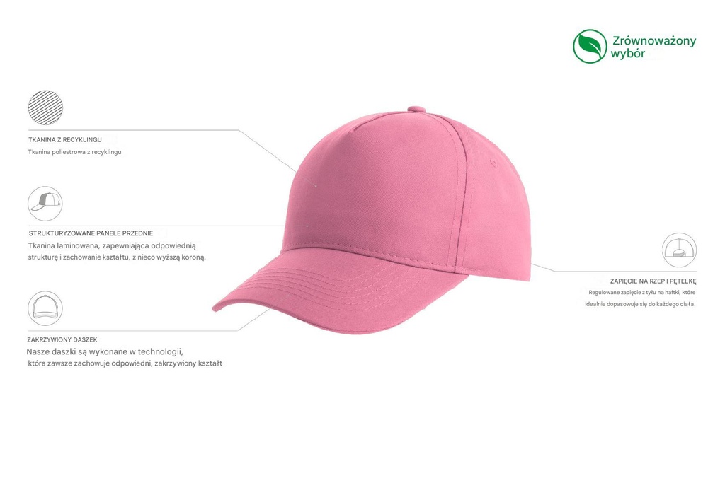 Dziecięca czapka Recy Five z recyklingu - Pink