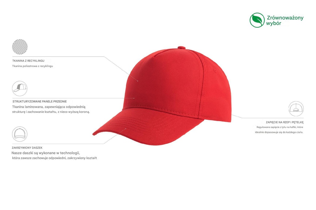Dziecięca czapka Recy Five z recyklingu - Red