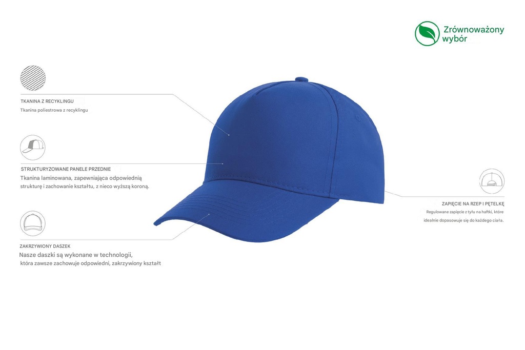 Dziecięca czapka Recy Five z recyklingu - Royal