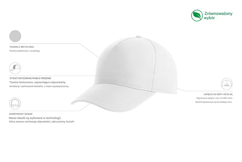 Dziecięca czapka Recy Five z recyklingu - White