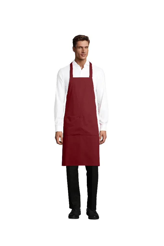 Fartuch unisex bawełniany z kieszeniami - Burgundy