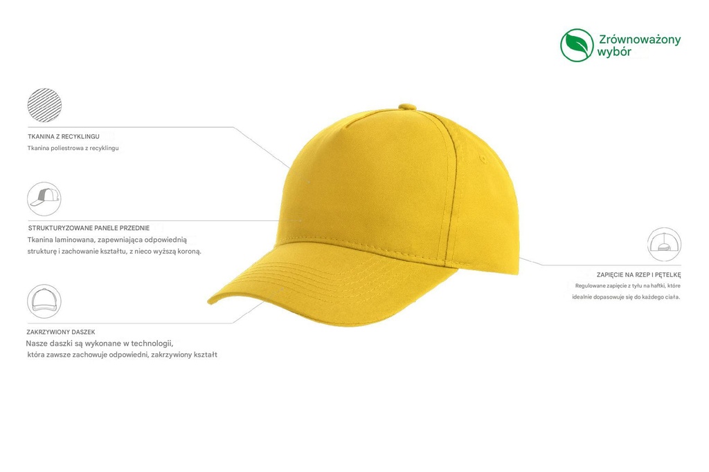 Dziecięca czapka Recy Five z recyklingu - Yellow