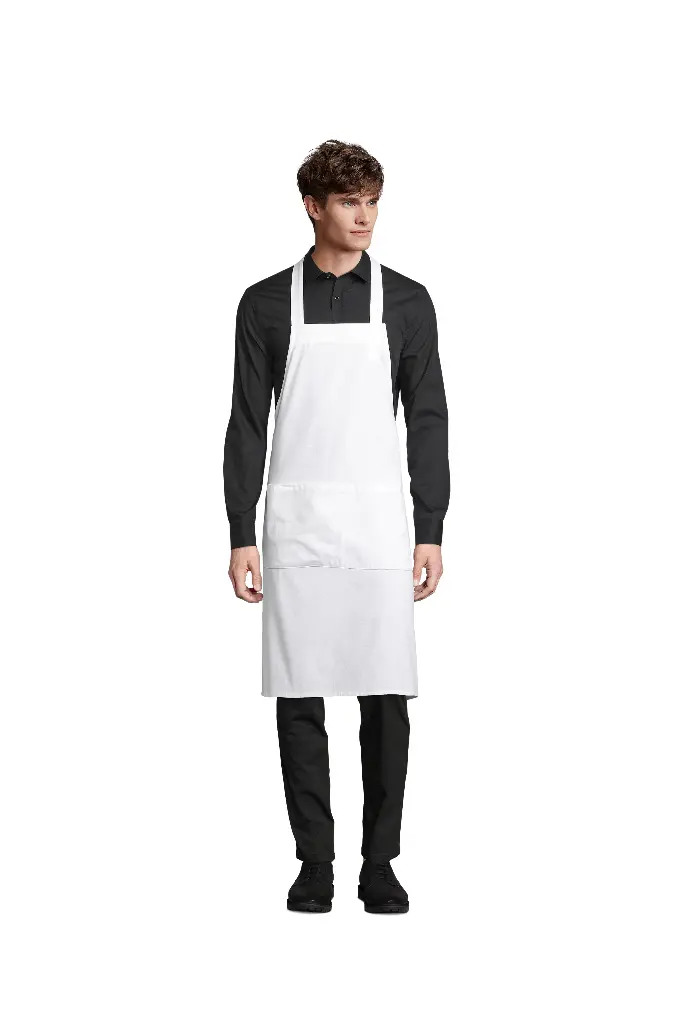 Fartuch unisex bawełniany z kieszeniami - White