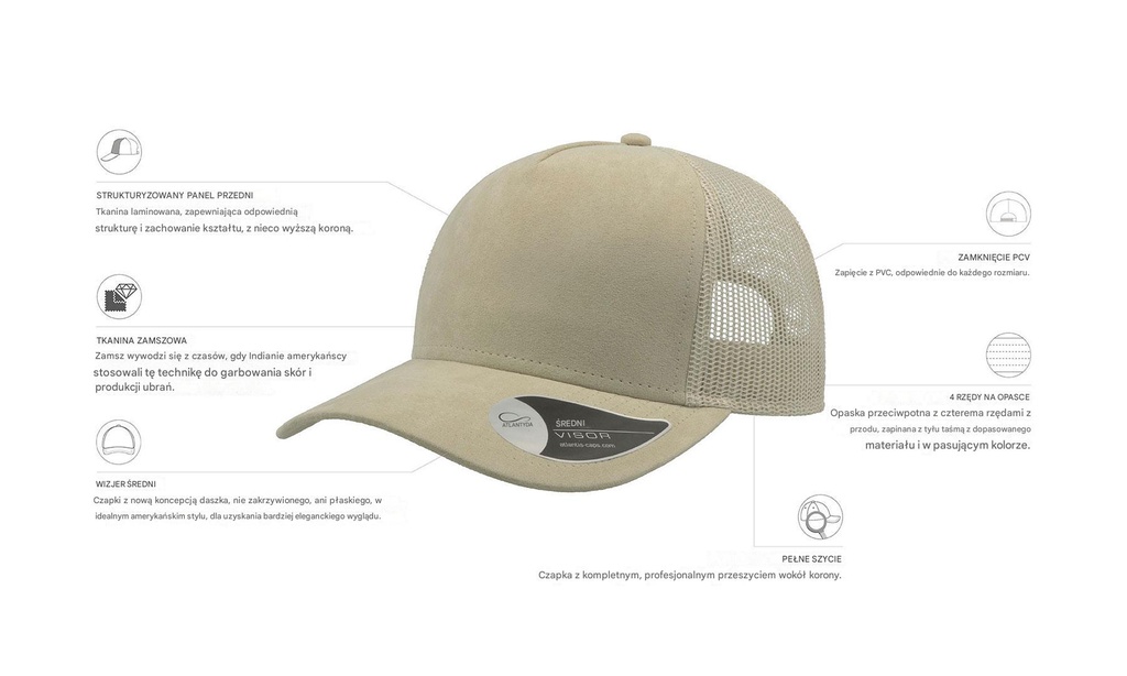 Czapka Rapper Suede - Beige