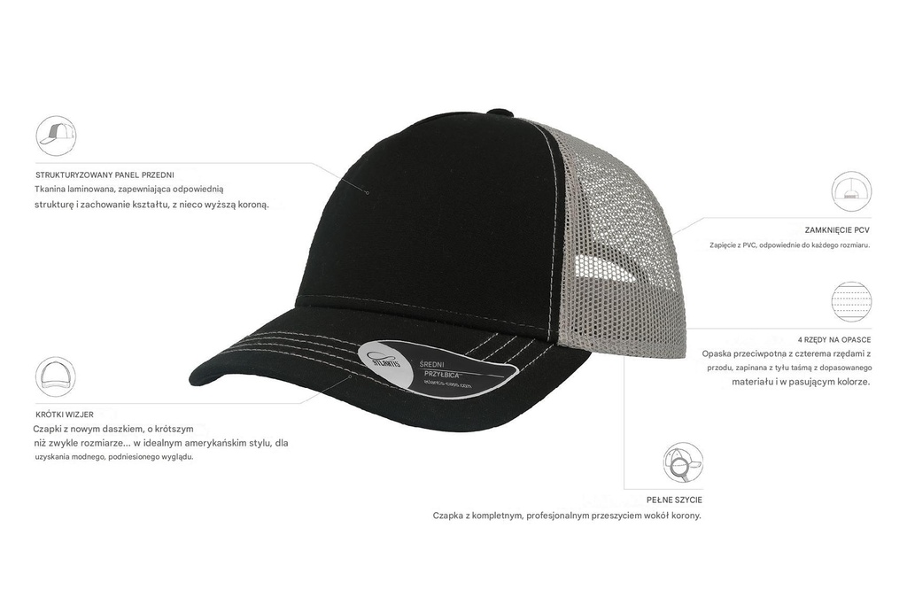 Czapka Rapper Canvas - Black & Grey