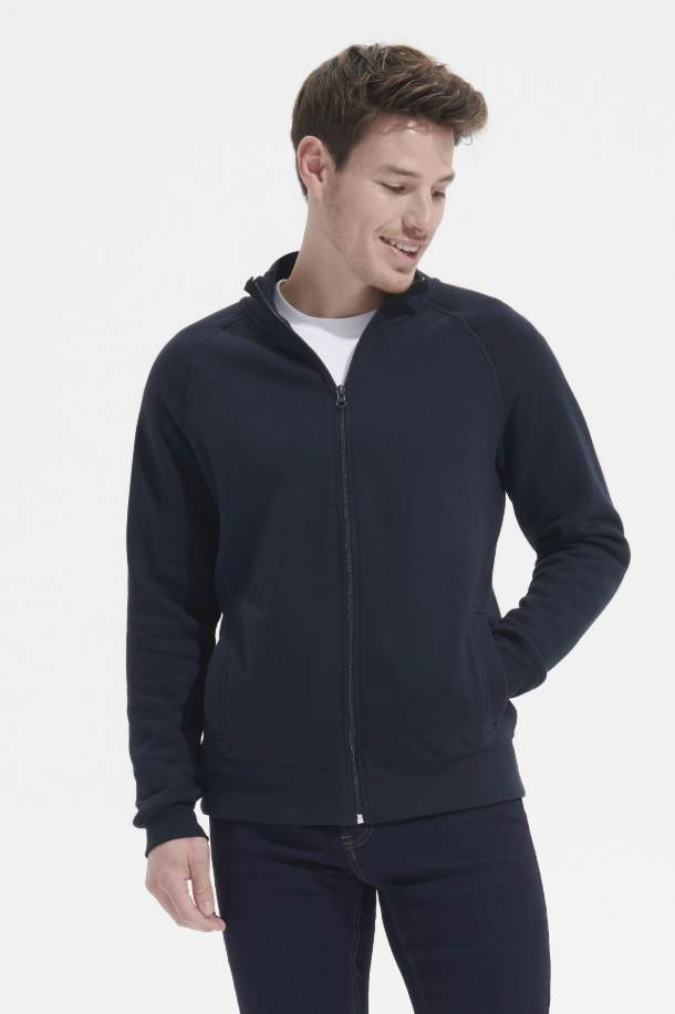 Męska Bluza na Zamek z Stójką - Deep Grey Melange