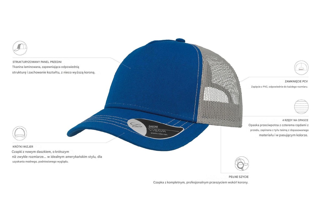 Czapka Rapper Canvas - Royal & Grey