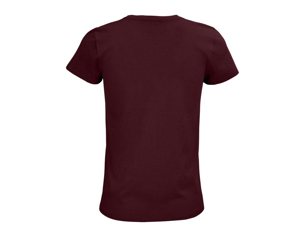 Damski t-shirt bawełniany z okrągłym dekoltem - Burgundy