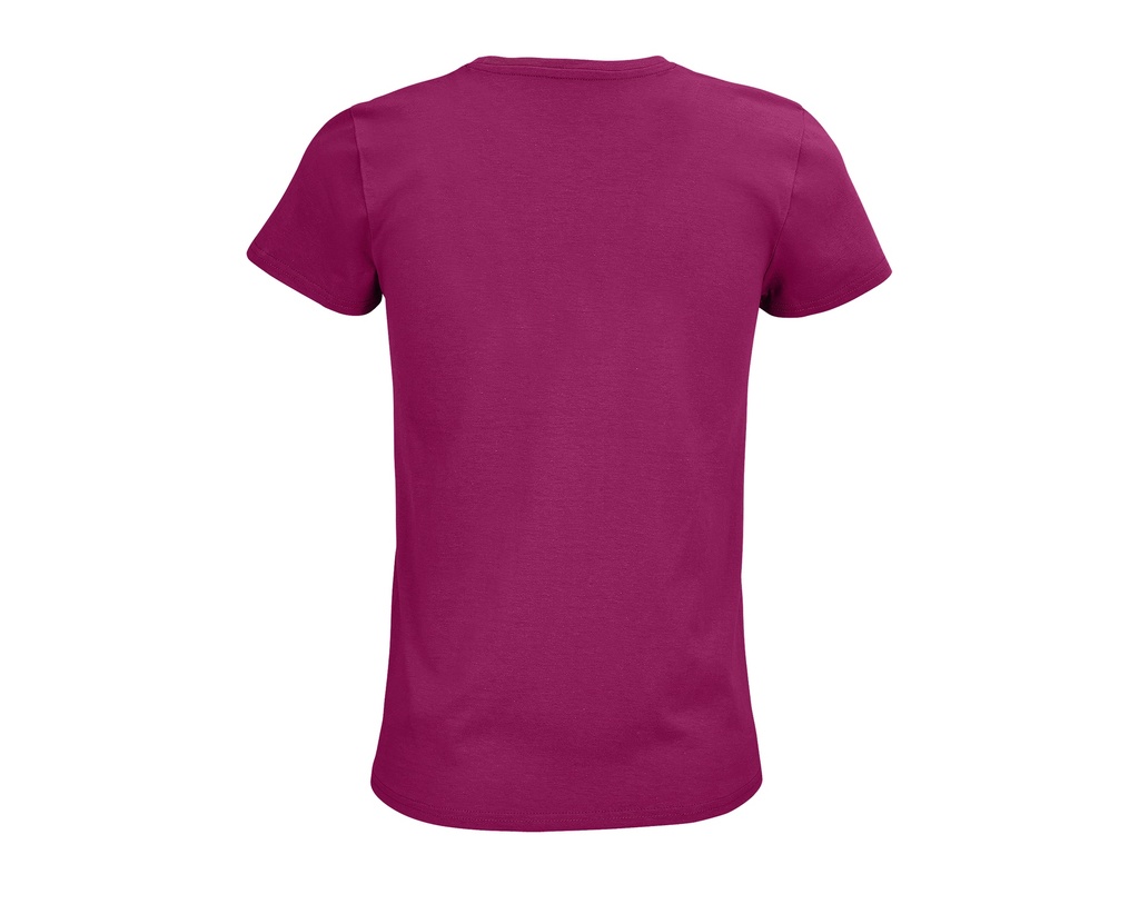 Damski t-shirt bawełniany z okrągłym dekoltem - Fuchsia