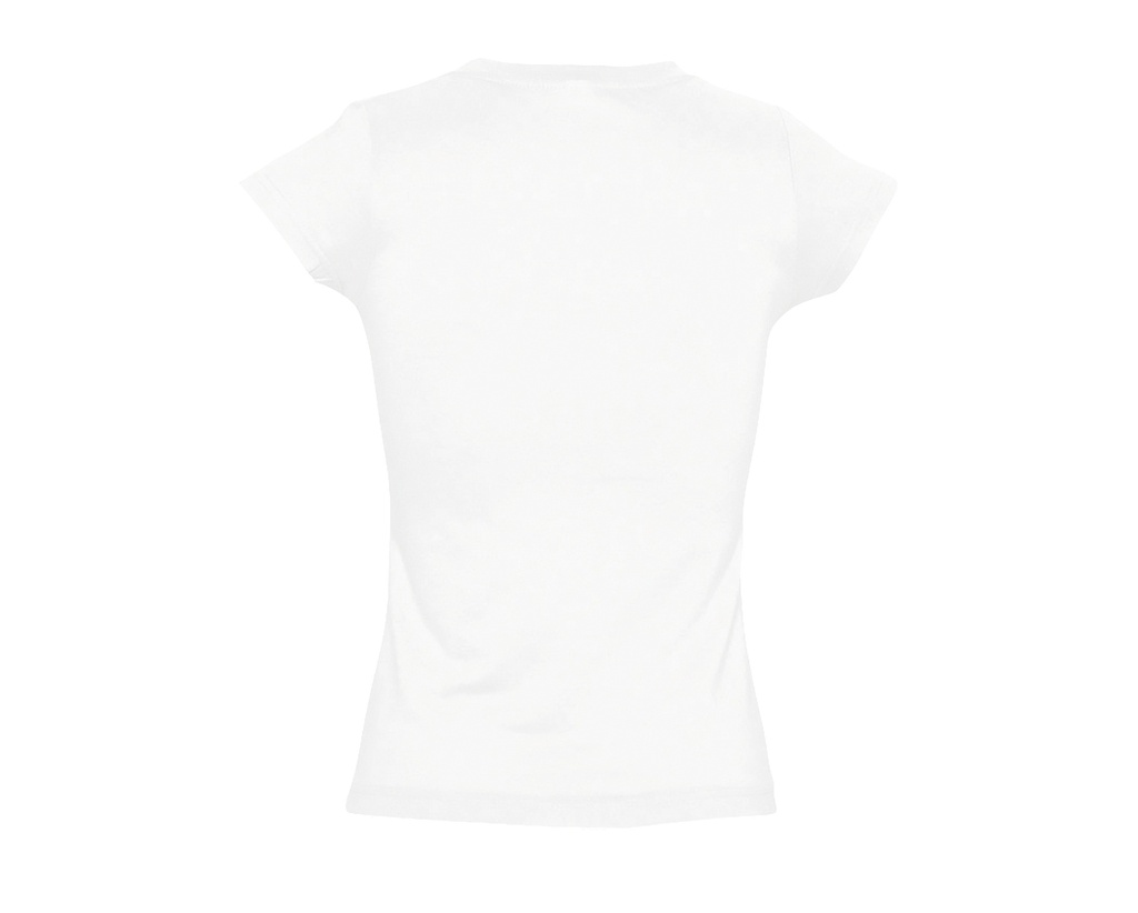 Damski T-shirt Slim z Dekoltem V - White