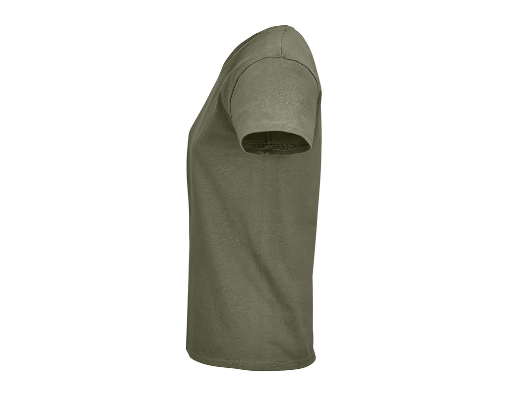 Damski t-shirt bawełniany z okrągłym dekoltem - Khaki