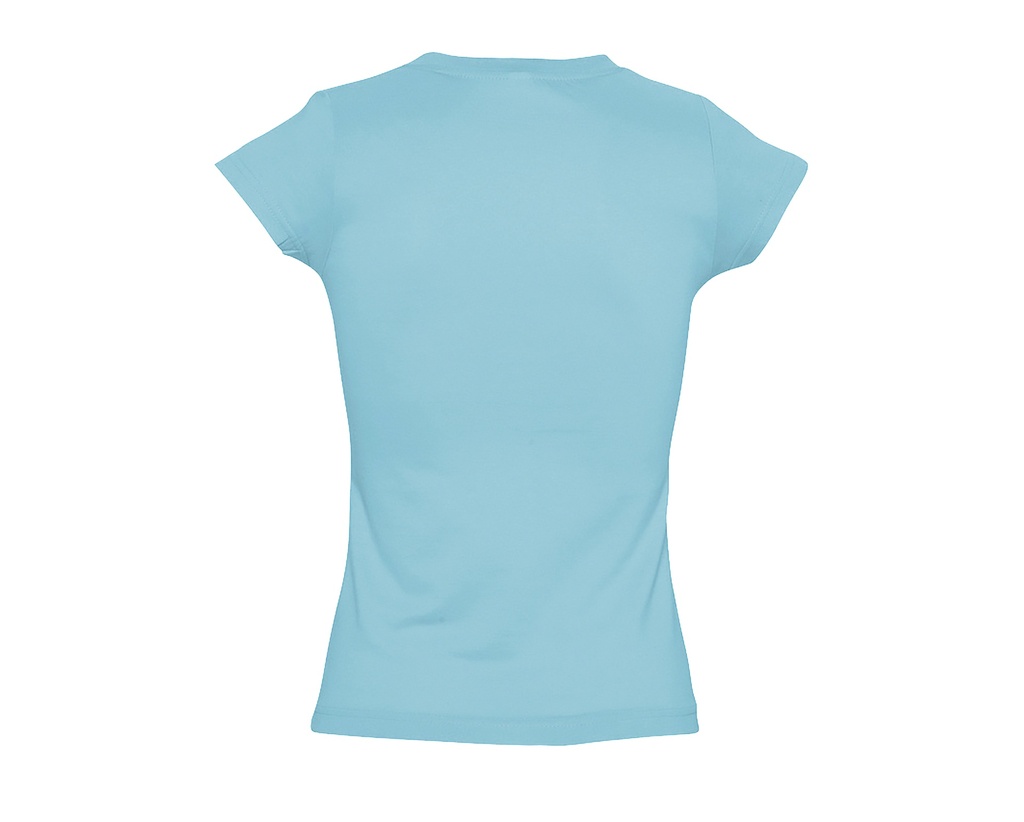 Damski T-shirt Slim z Dekoltem V - Atoll Blue