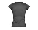 Damski T-shirt Slim z Dekoltem V - Dark Grey (Solid)