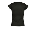 Damski T-shirt Slim z Dekoltem V - Deep Black