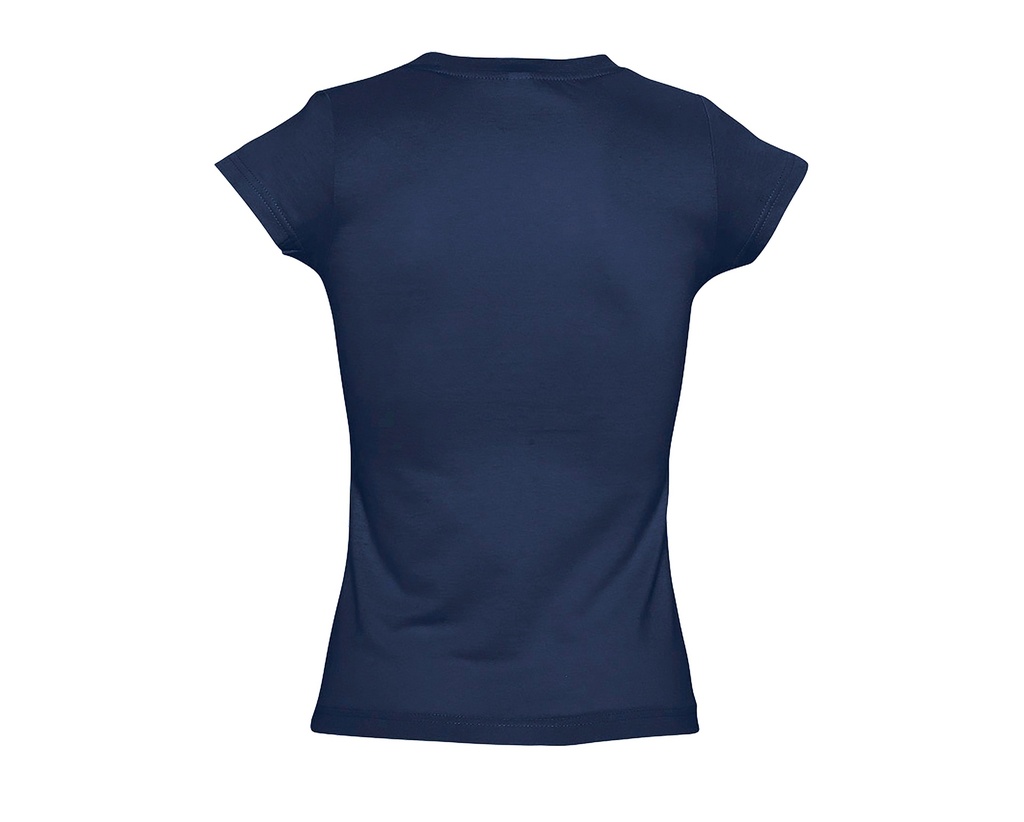 Damski T-shirt Slim z Dekoltem V - French Navy
