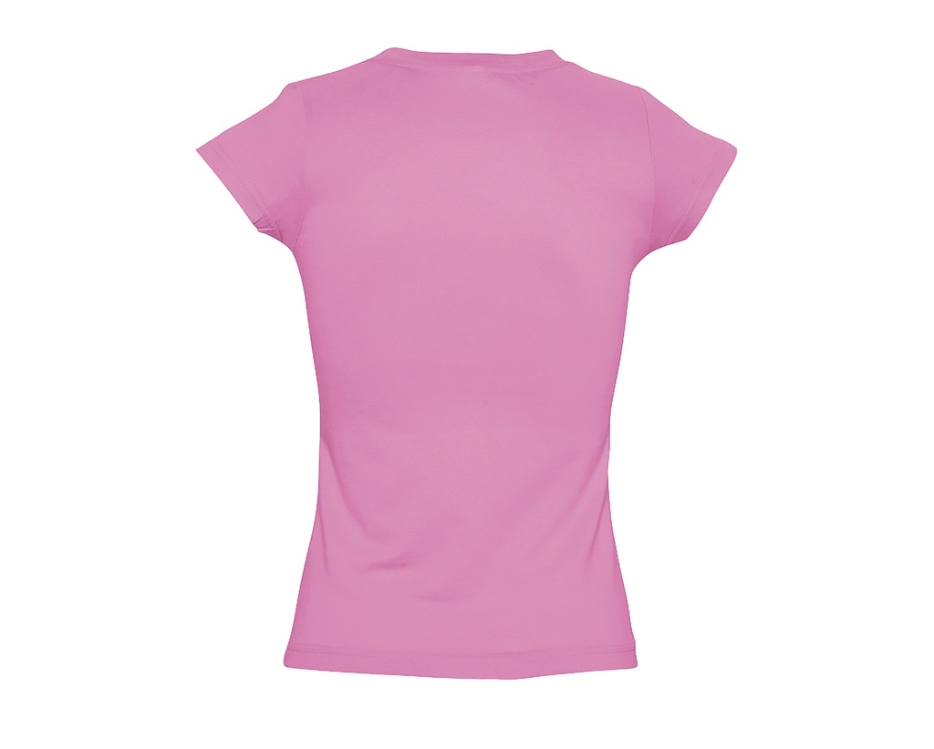 Damski T-shirt Slim z Dekoltem V - Orchid Pink