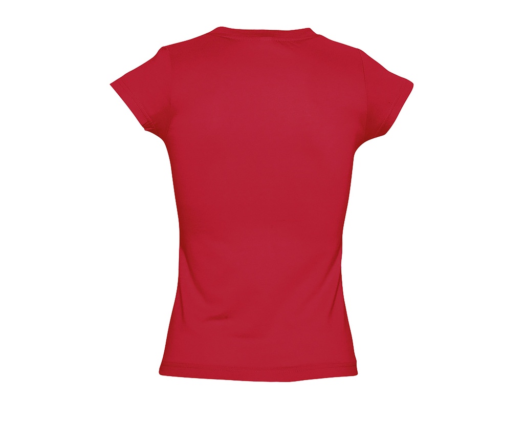 Damski T-shirt Slim z Dekoltem V - Red
