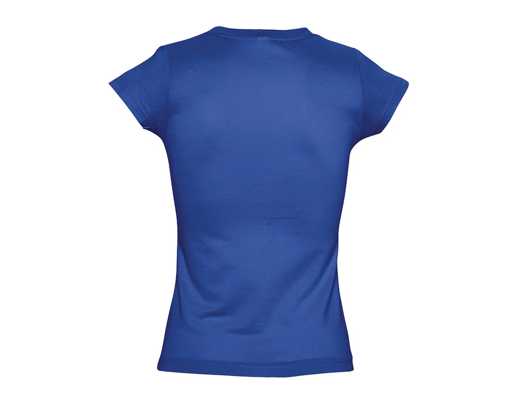 Damski T-shirt Slim z Dekoltem V - Royal Blue 241