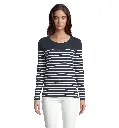 Damska koszulka w paski z długim rękawem - French Navy & White