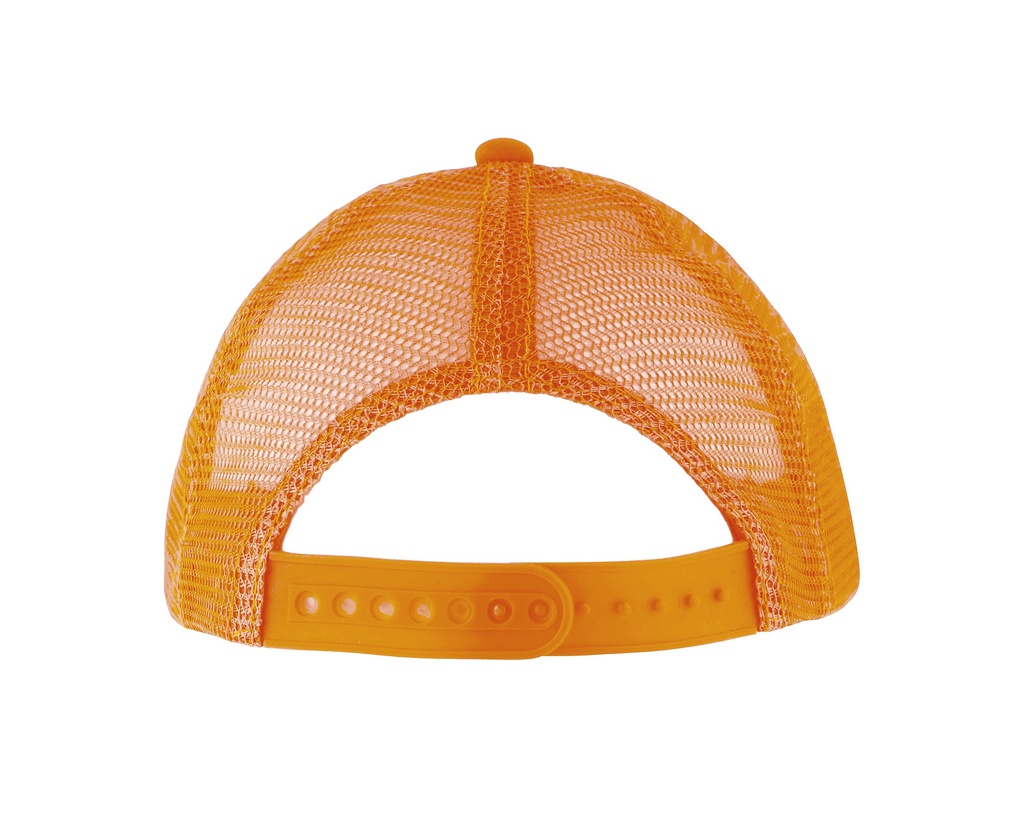 Dziecięca czapka z daszkiem pięciopanelowa - White & Neon Orange