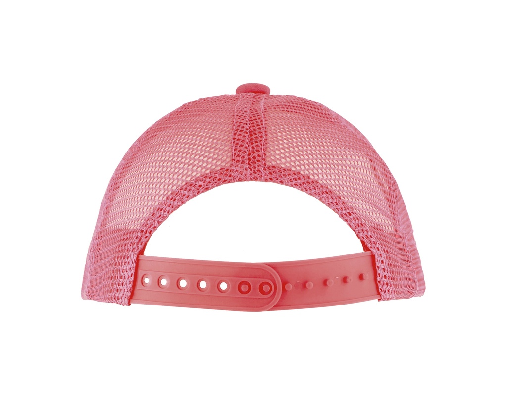 Dziecięca czapka z daszkiem pięciopanelowa - White & Neon Coral