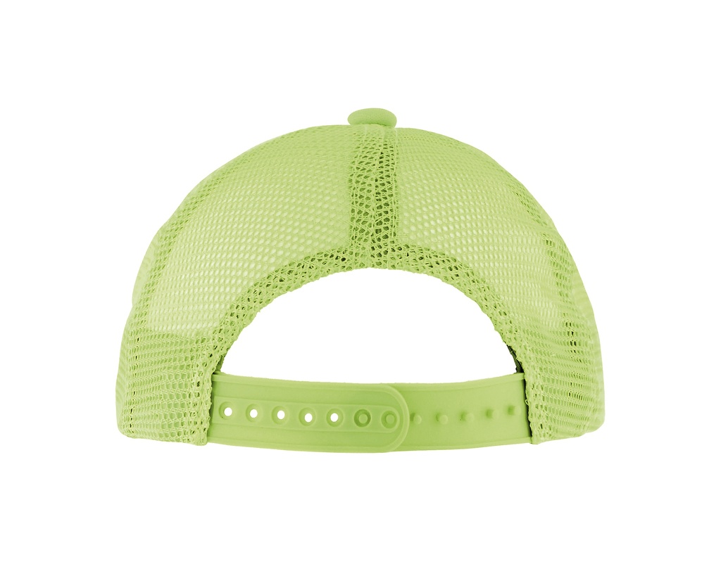 Dziecięca czapka z daszkiem pięciopanelowa - White & Neon Green