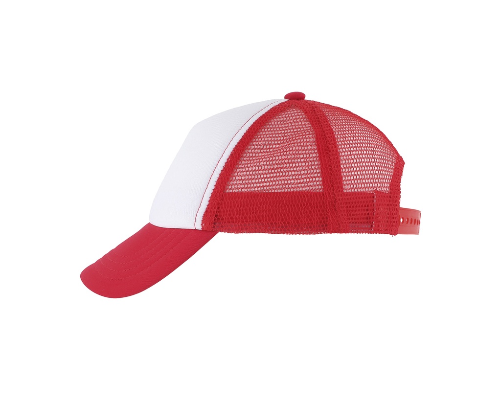 Dziecięca czapka z daszkiem pięciopanelowa - White & Red