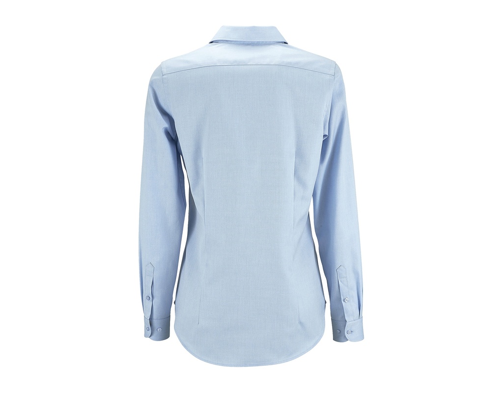 Damska koszula slim w jodełkę z długim rękawem - Sky Blue