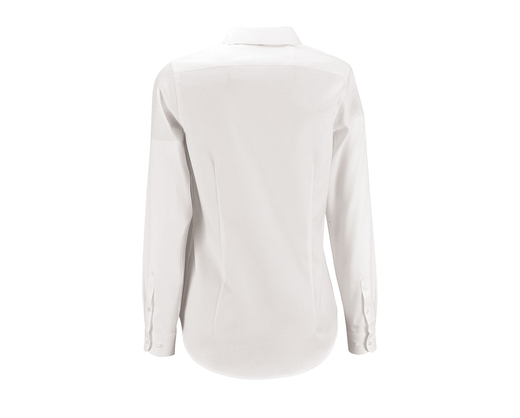 Damska koszula slim w jodełkę z długim rękawem - White