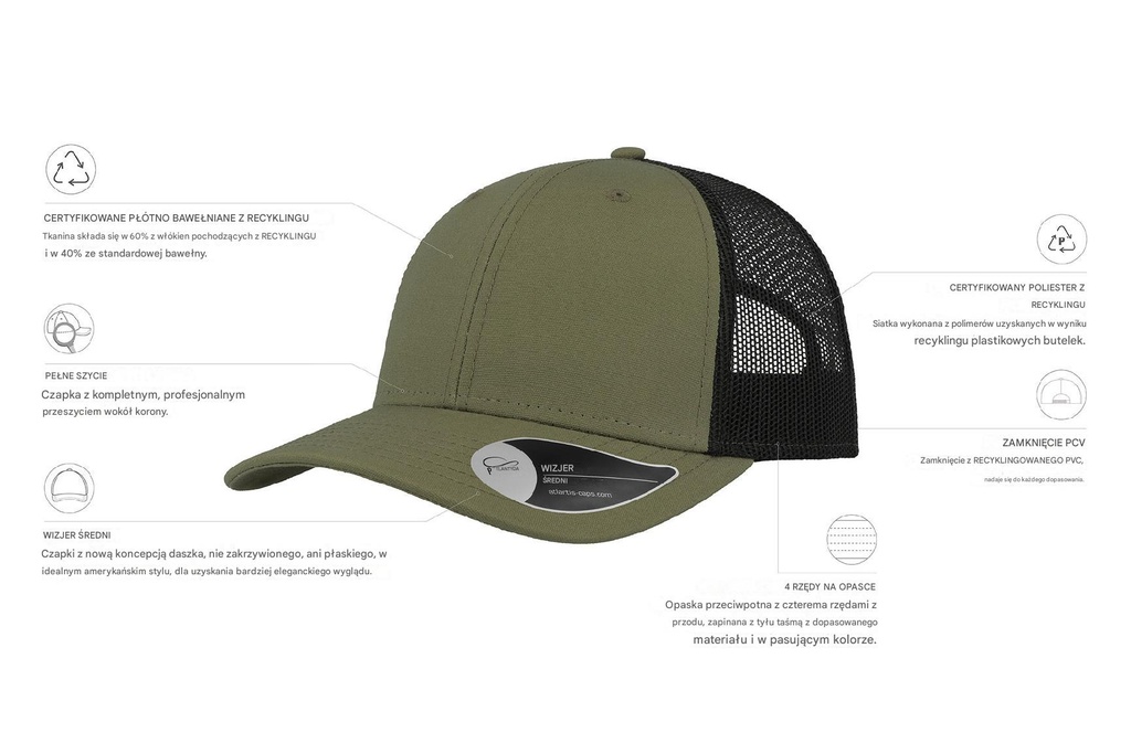 Czapka Recy Three - Olive & Black