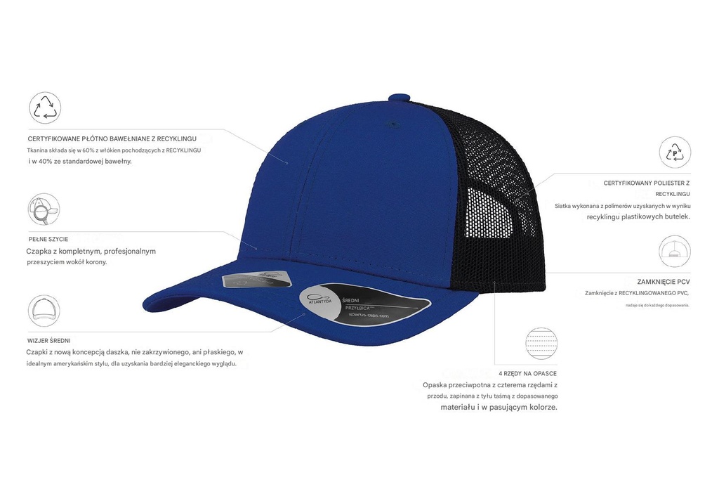 Czapka Recy Three - Royal & Black