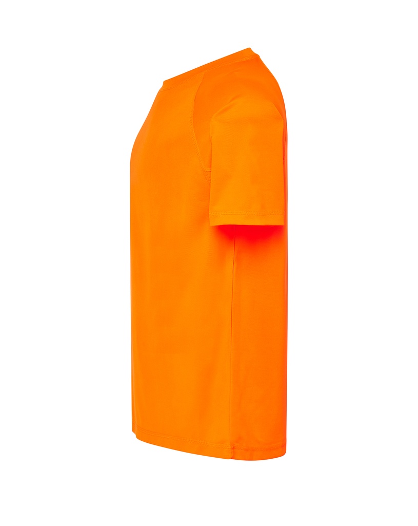 Męski T-shirt Sportowy Slim z Raglanowymi Rękawami - Orange Fluor