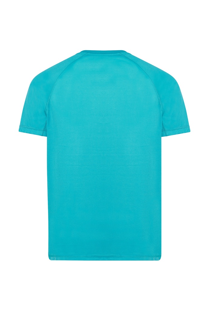 Męski T-shirt Sportowy Slim z Raglanowymi Rękawami - Turquoise
