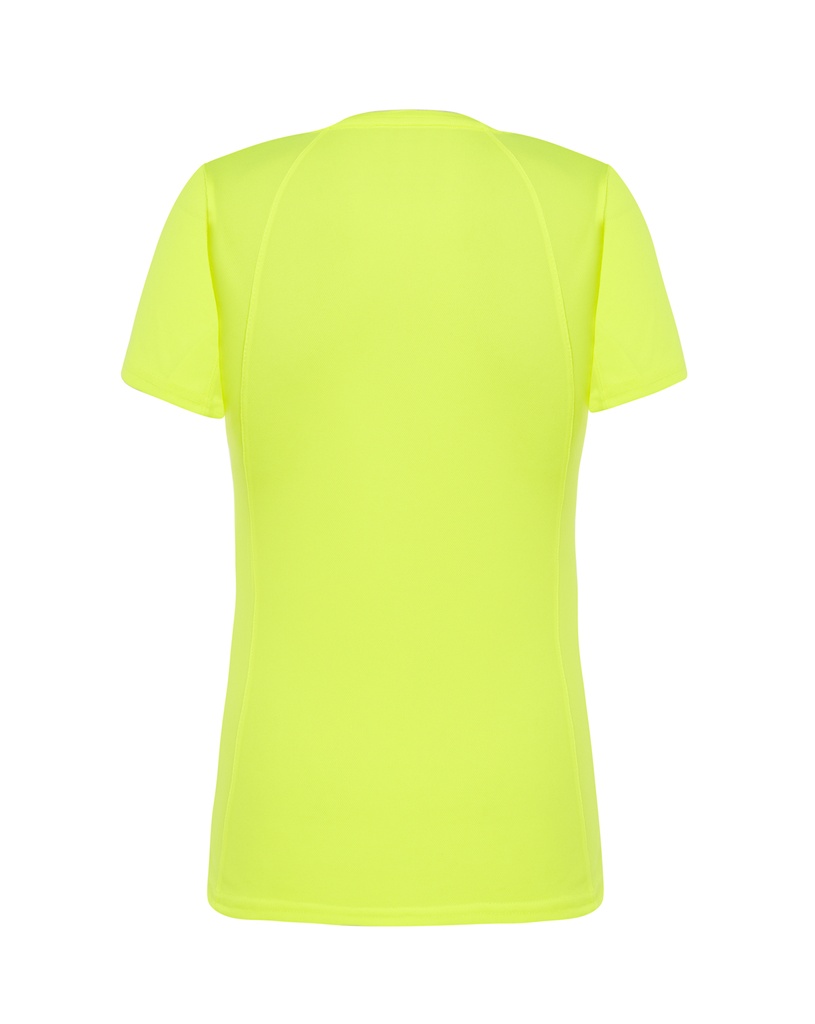 Damski t-shirt sportowy slim, krótki rękaw - Gold Fluor