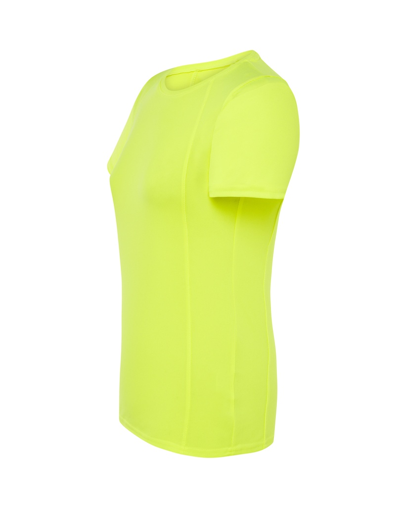 Damski t-shirt sportowy slim, krótki rękaw - Gold Fluor
