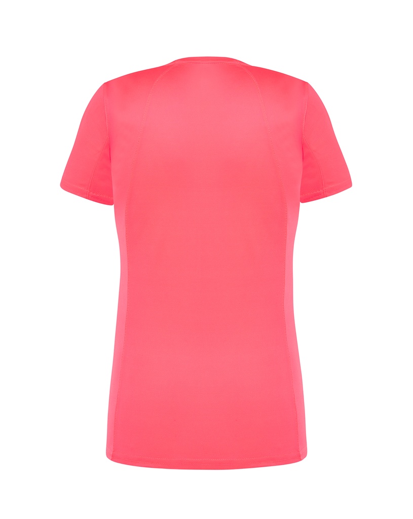 Damski t-shirt sportowy slim, krótki rękaw - Fuchsia Fluor